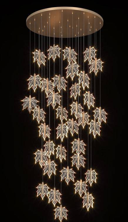 Radiant Leaf Staircase Glow Chandelier