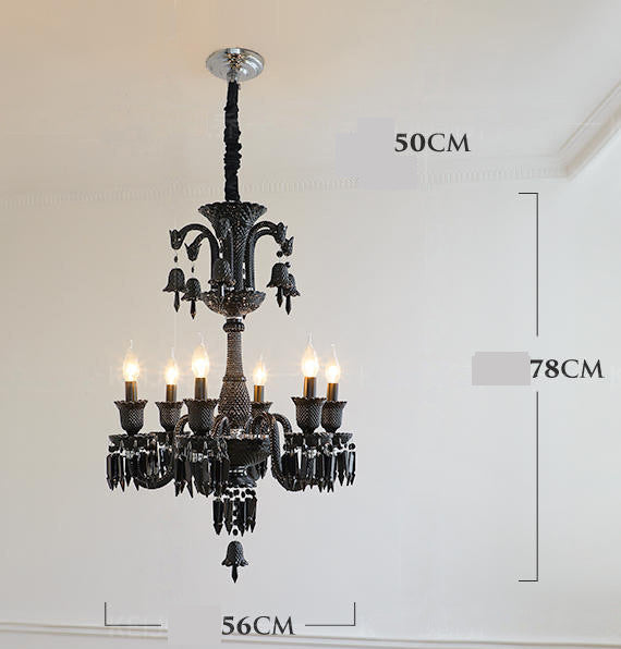 8 Light Black Glass Italian Chandelier