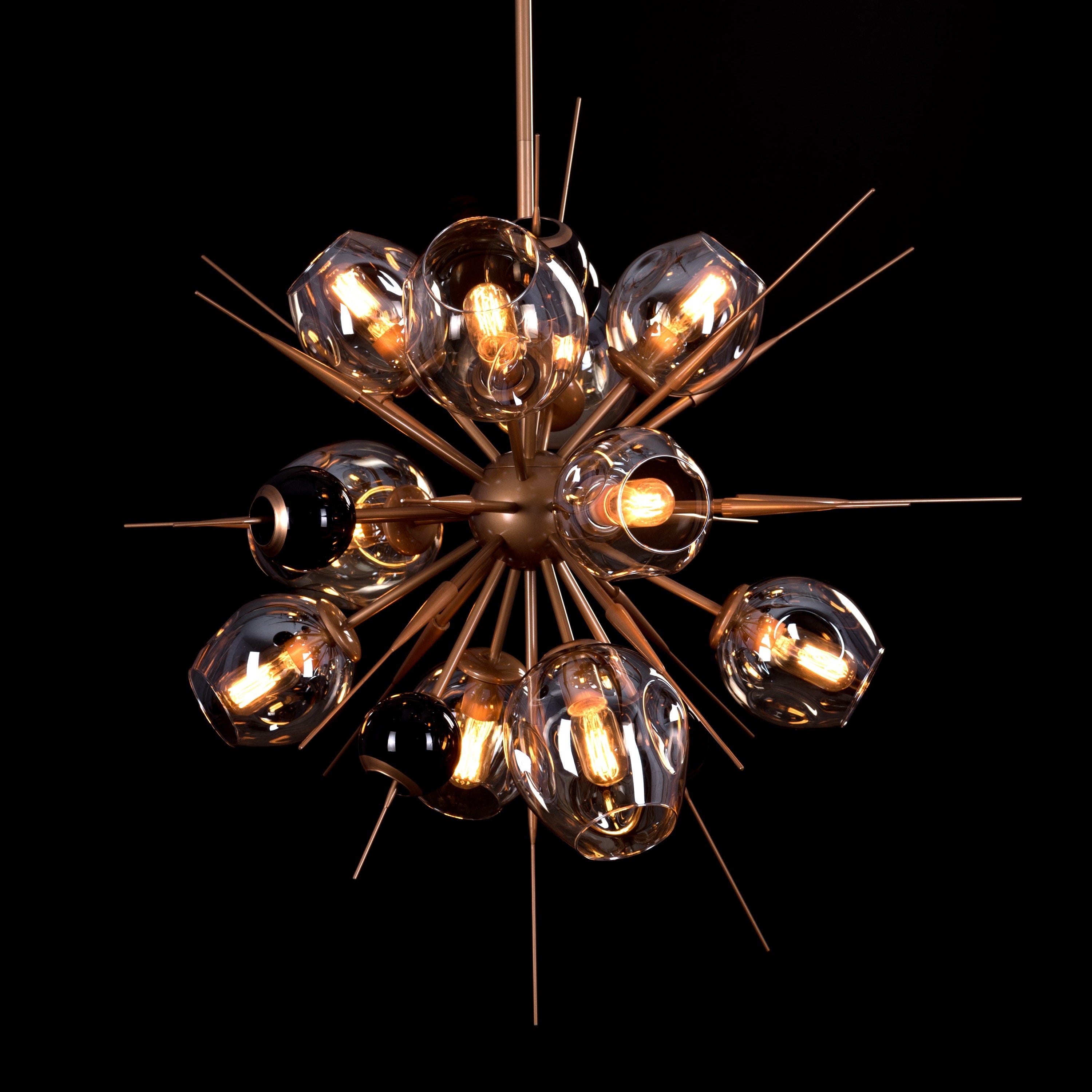 Modern (Large, Gold, Amber) Glass Chandelier