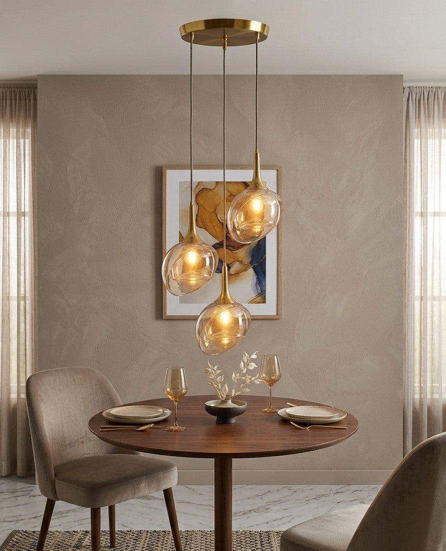 Sculpted in Amber(Set of 3)Hanging Light