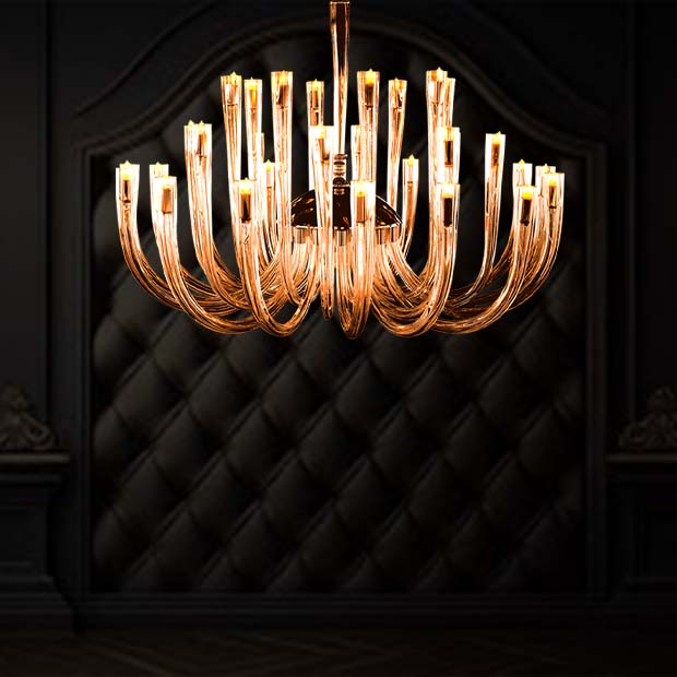 Regal Candle Glass Chandelier (32 Light Heads) Amber