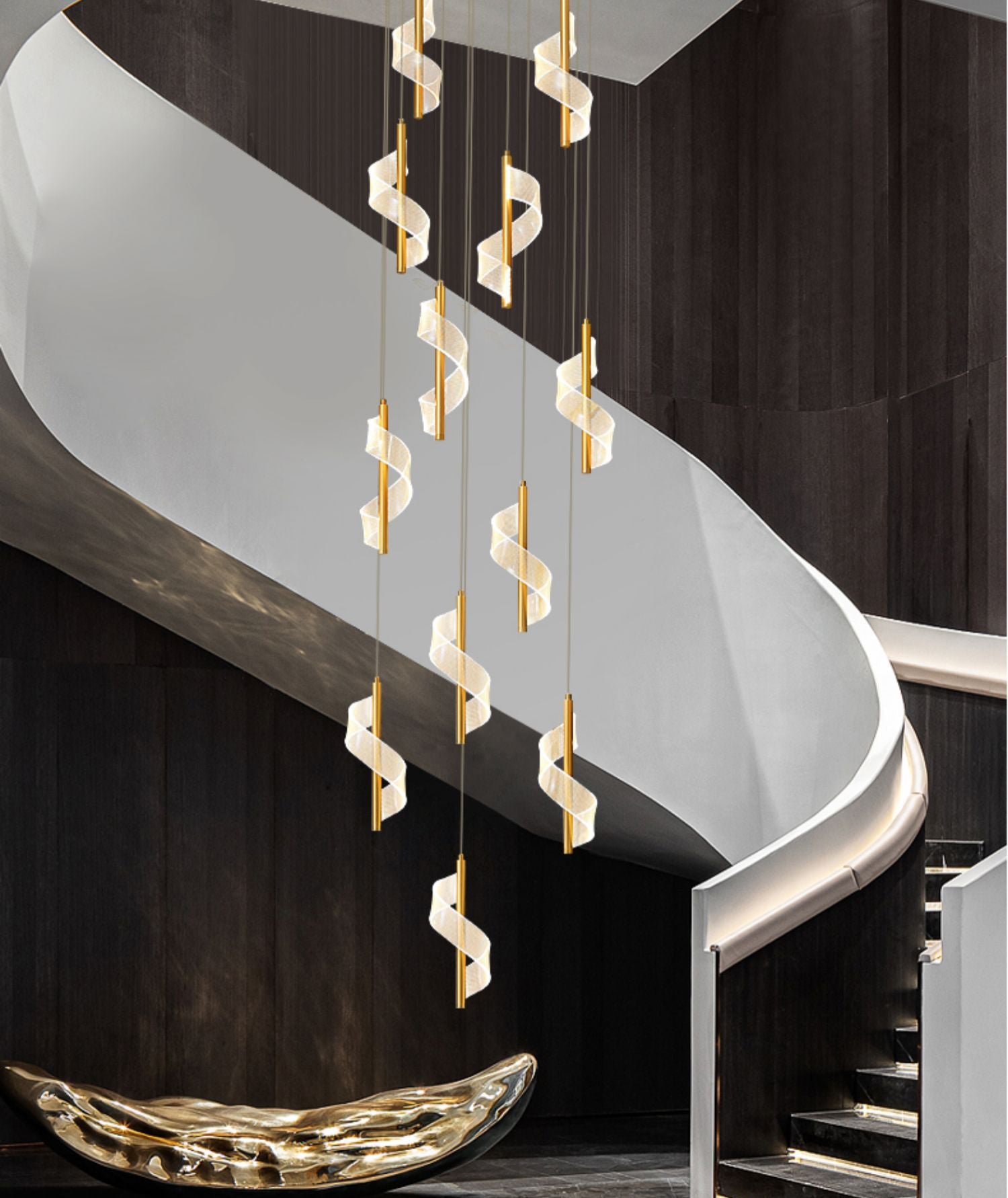 Swirl & Curl Stairway Chandelier - Warm White