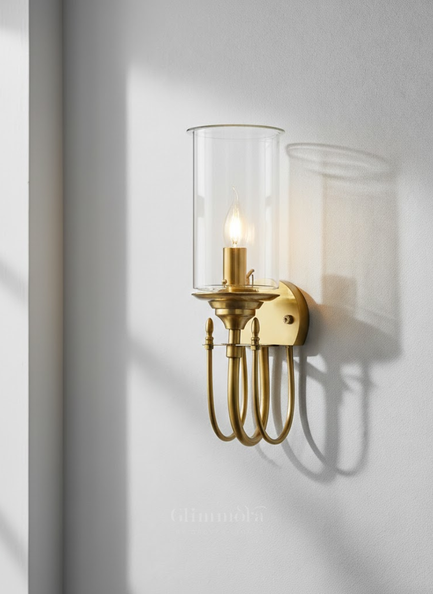 Stella Clear Glass & Gold Metal Wall Light