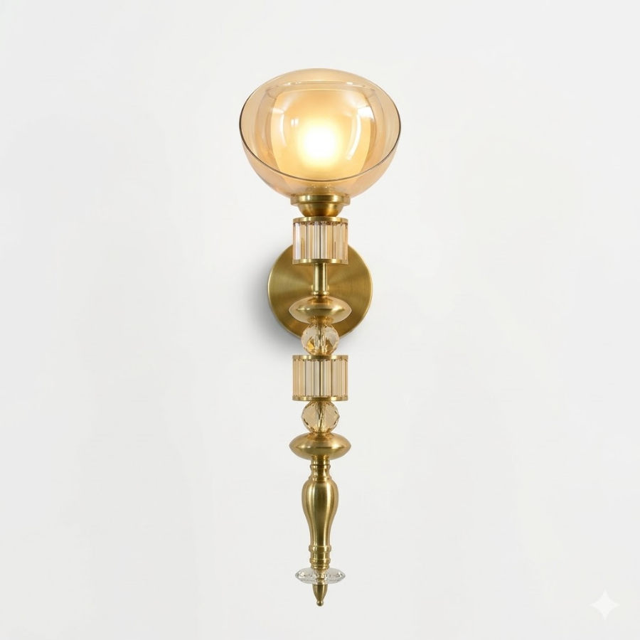 Luxury Gold Crystal Globe Wall Light