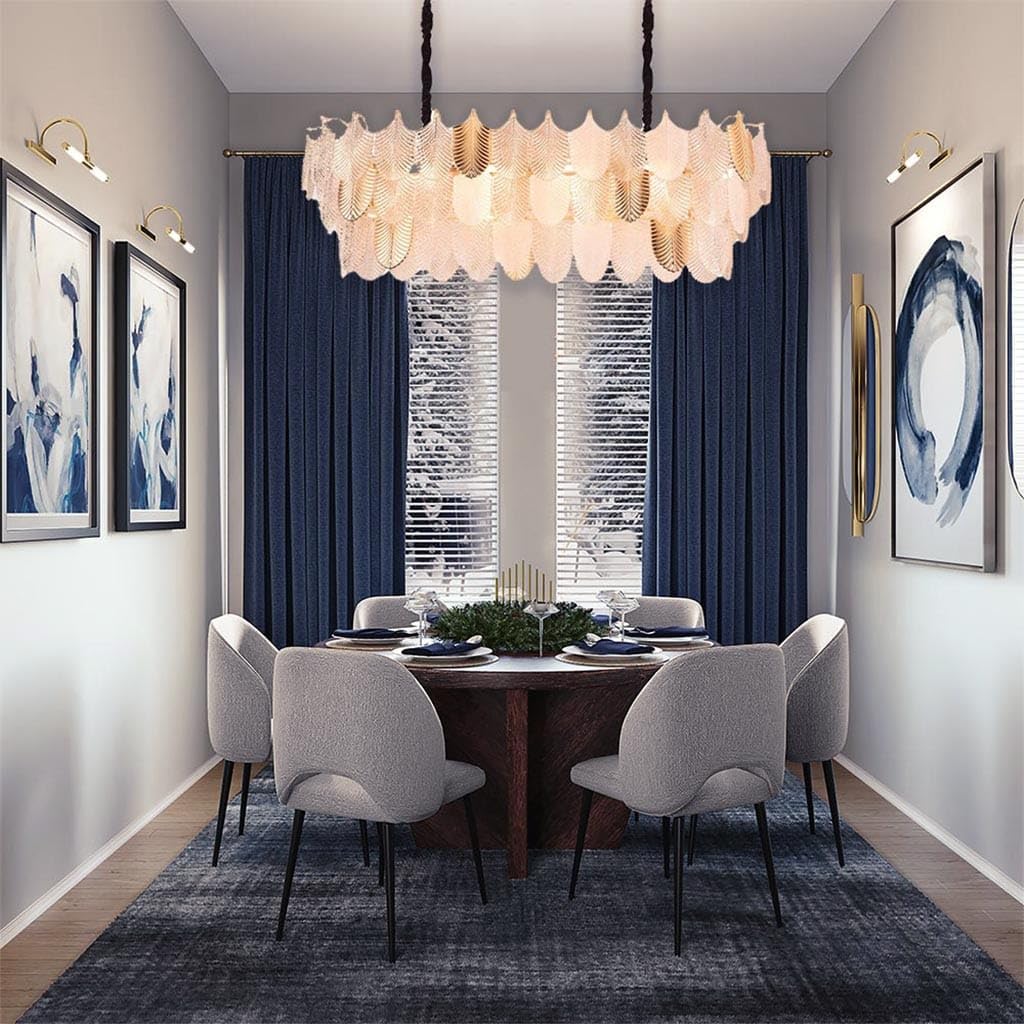 White Glass Leaf Chandelier Dining Chandelier