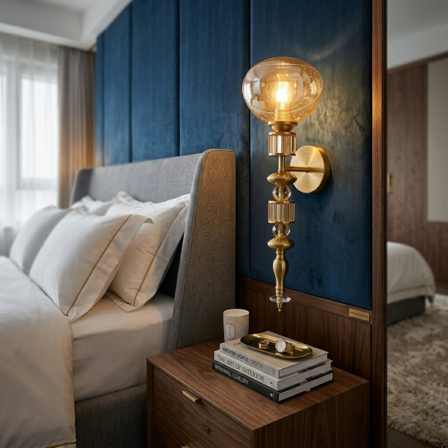Luxury Gold Crystal Globe Wall Light