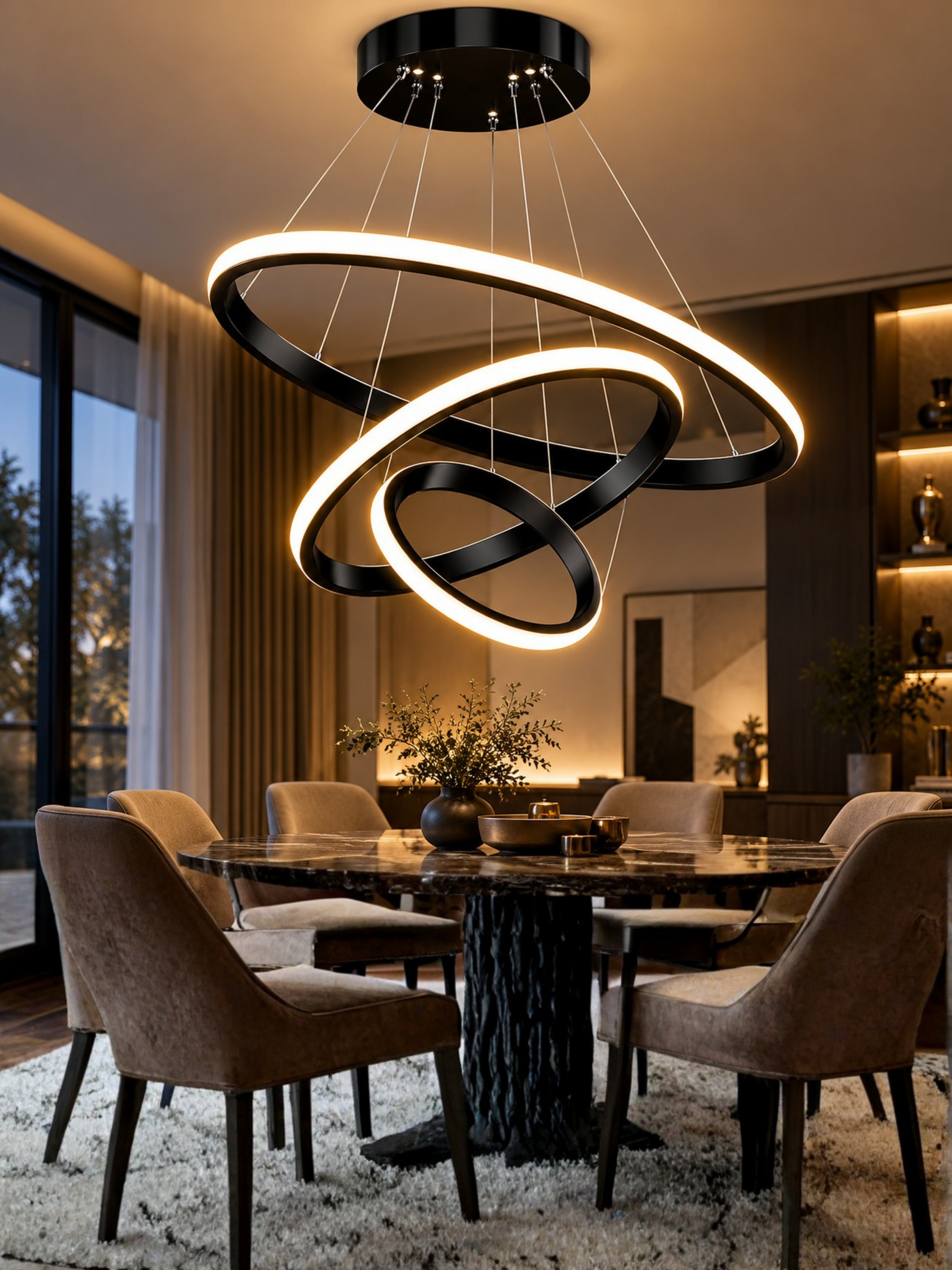 Lumeora – Sculptural LED Ring Pendant Chandelier