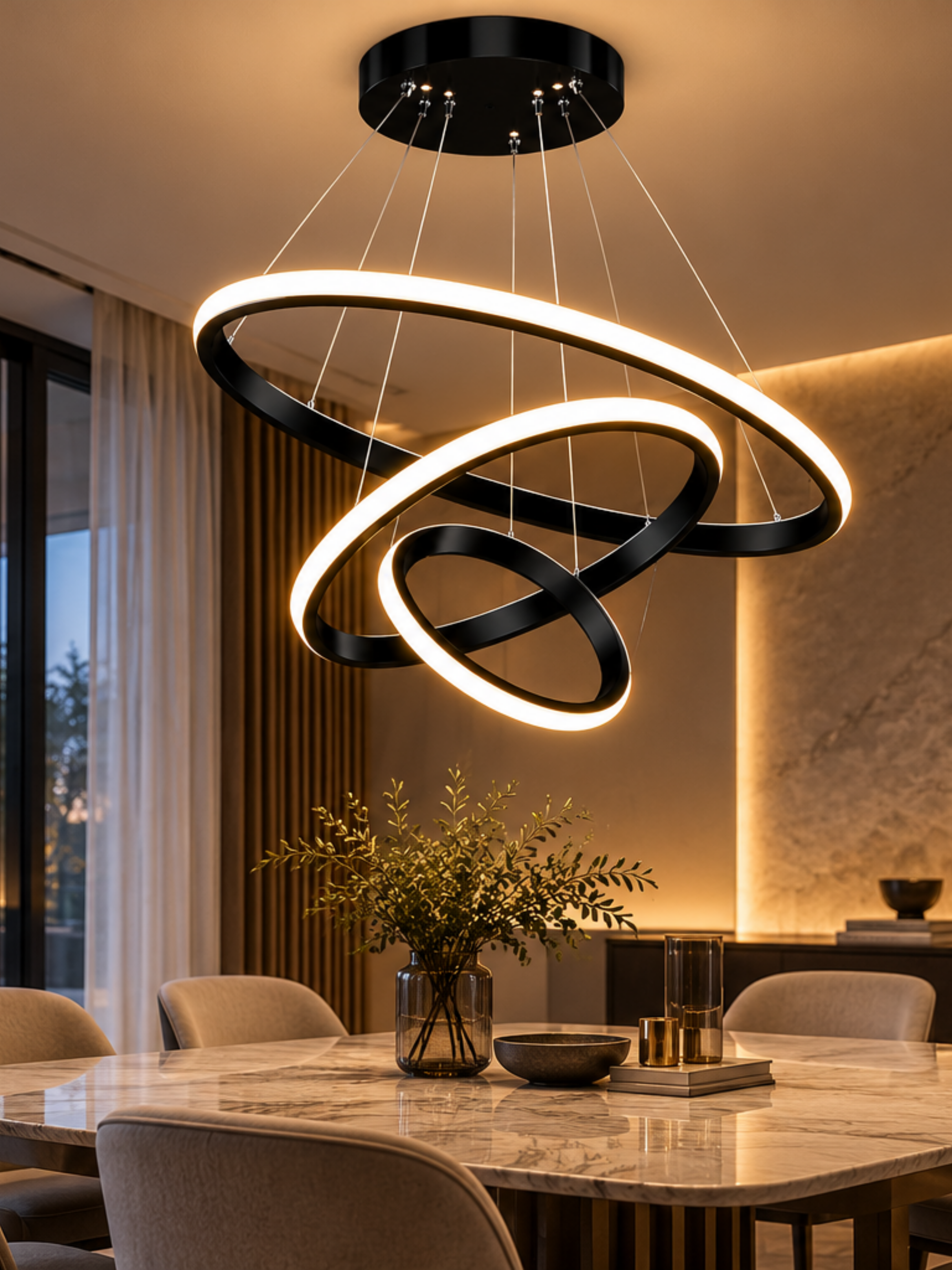 Lumeora – Sculptural LED Ring Pendant Chandelier