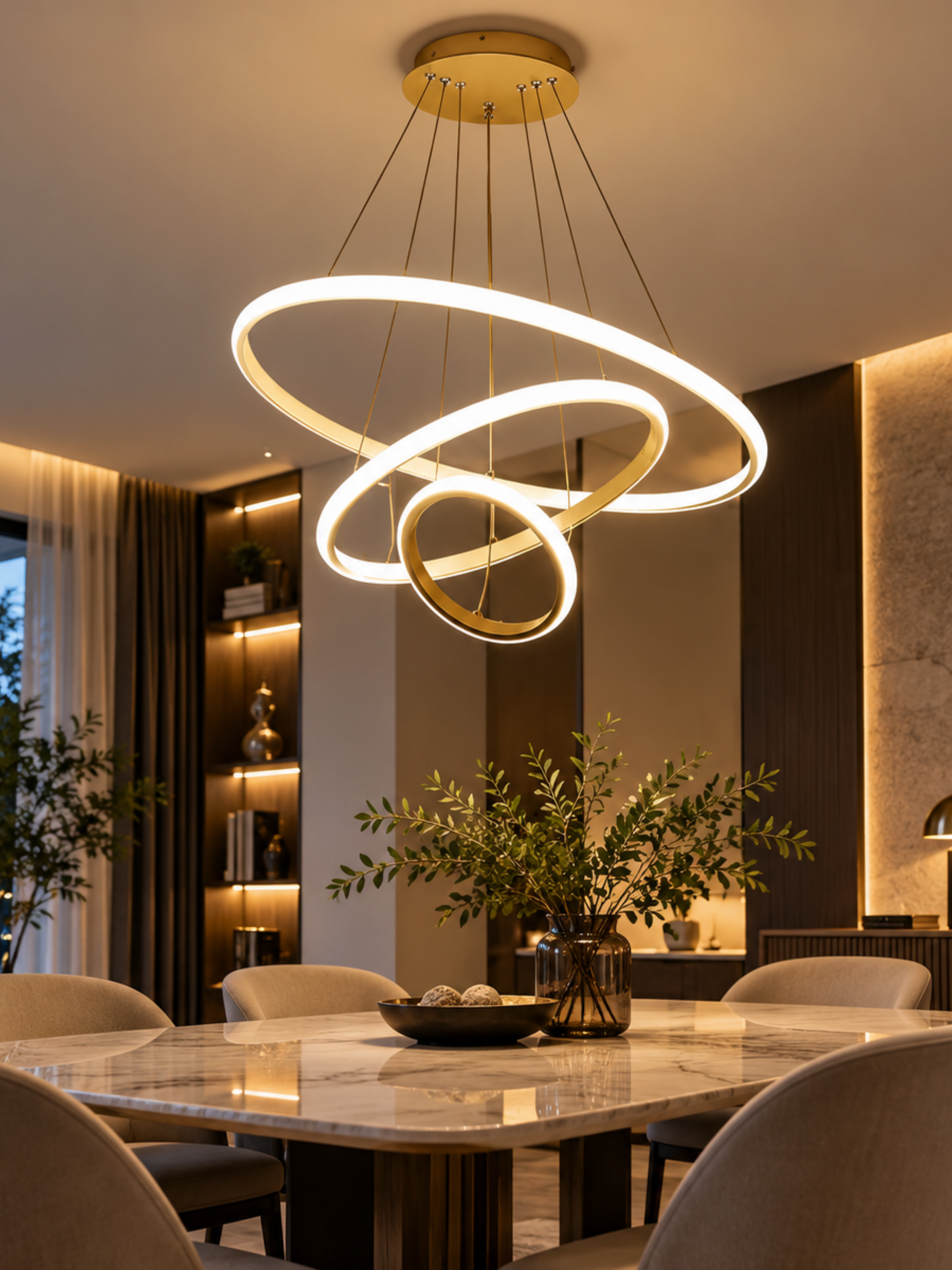 Triora – Three-Ring LED Pendant Chandelier