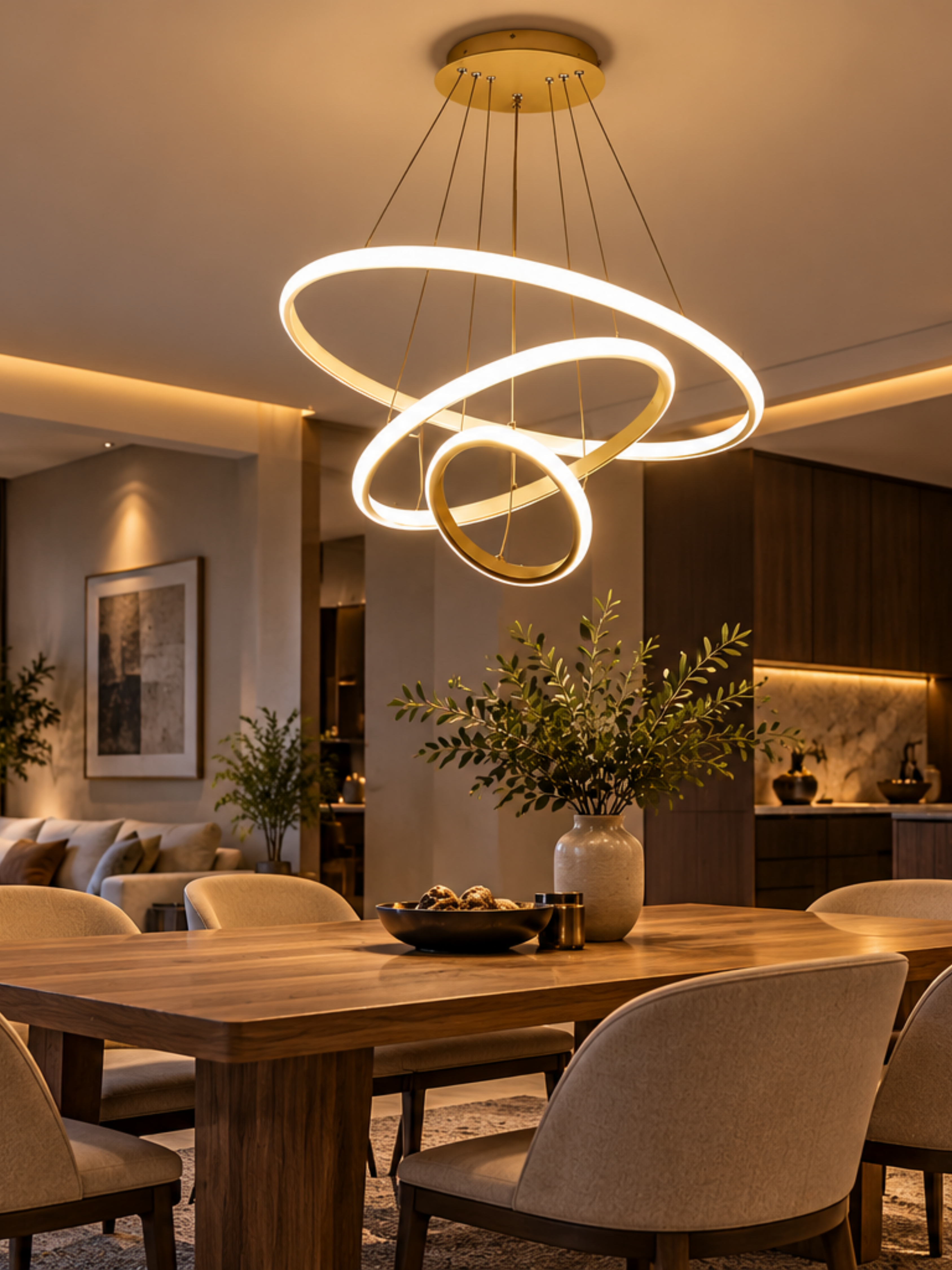 Triora – Three-Ring LED Pendant Chandelier
