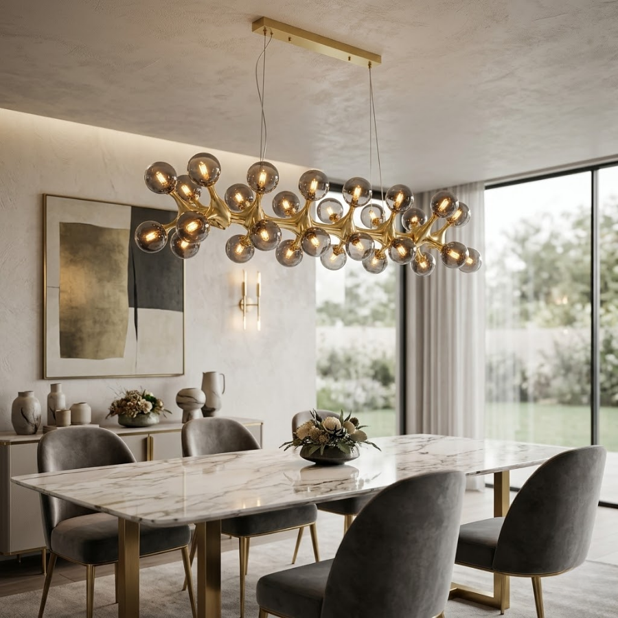 Modern Atomic Glass Ball Pendant Chandelier