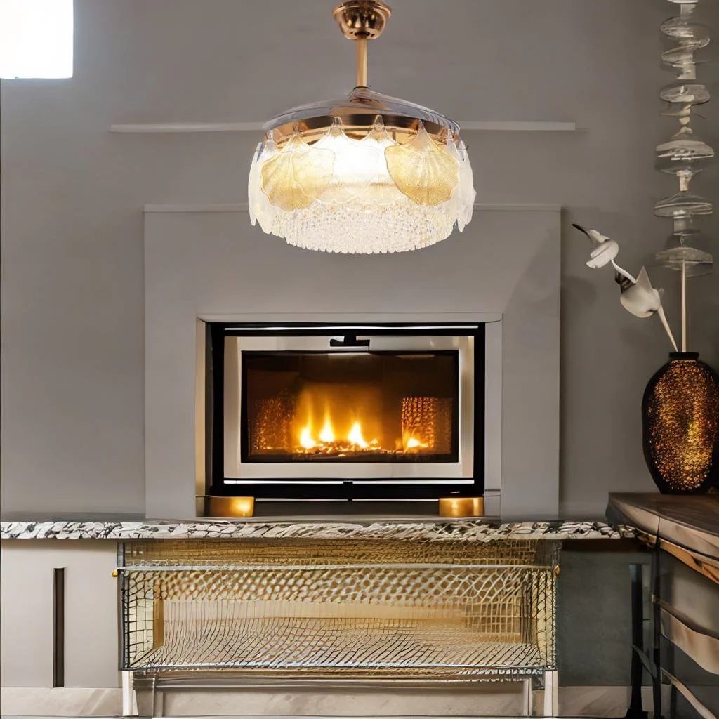 Glassvine Grove (42 Inches Span, Gold) Ceiling Fan with Remote Control