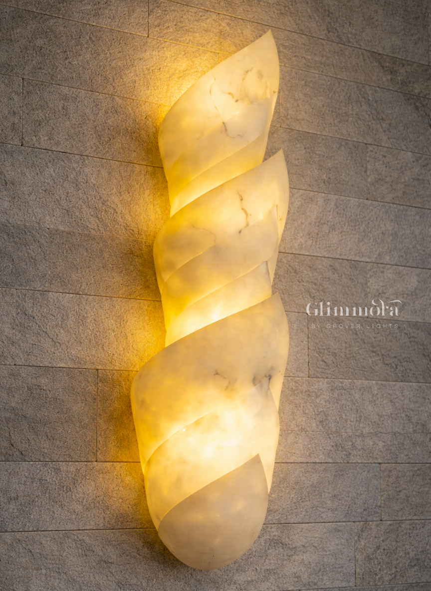 900mm Marble-Inspired Sculpted LED Wall Sconce