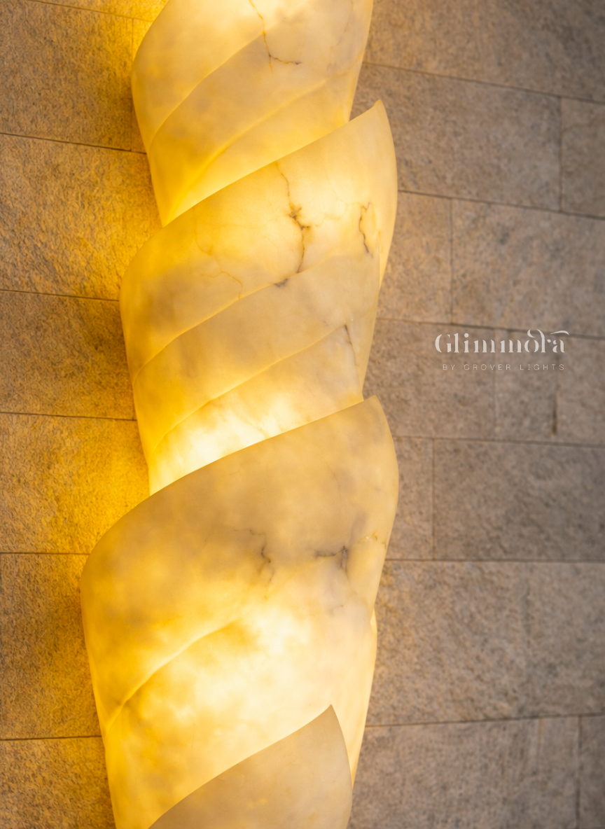 900mm Marble-Inspired Sculpted LED Wall Sconce