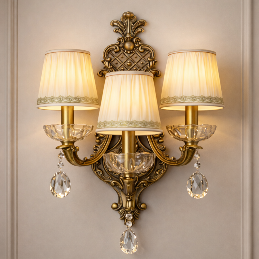 Antique Gold Crystal Wall Sconce