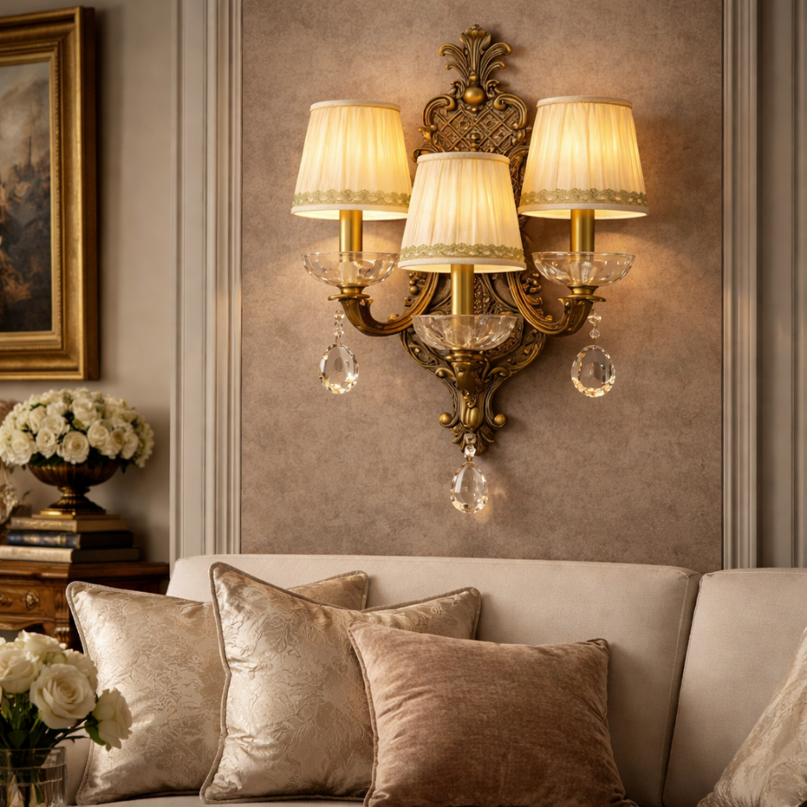 Antique Gold Crystal Wall Sconce