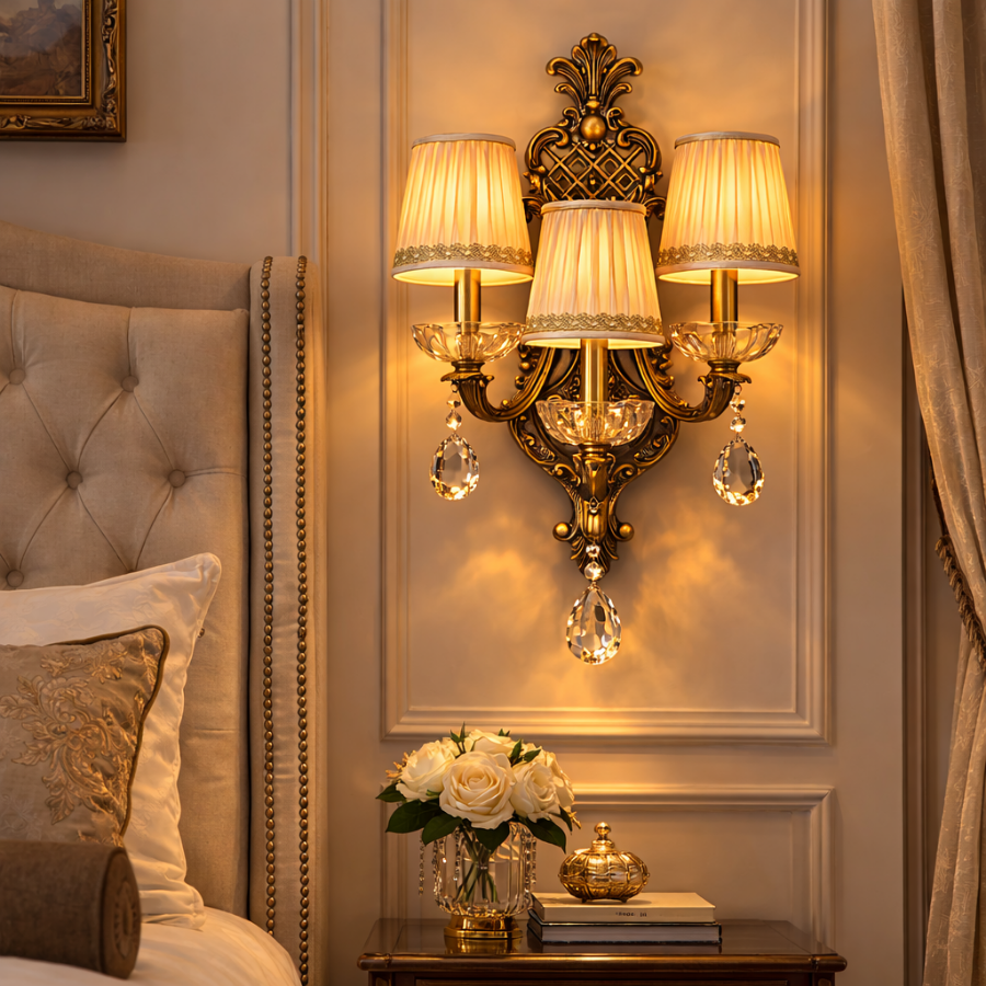 Antique Gold Crystal Wall Sconce