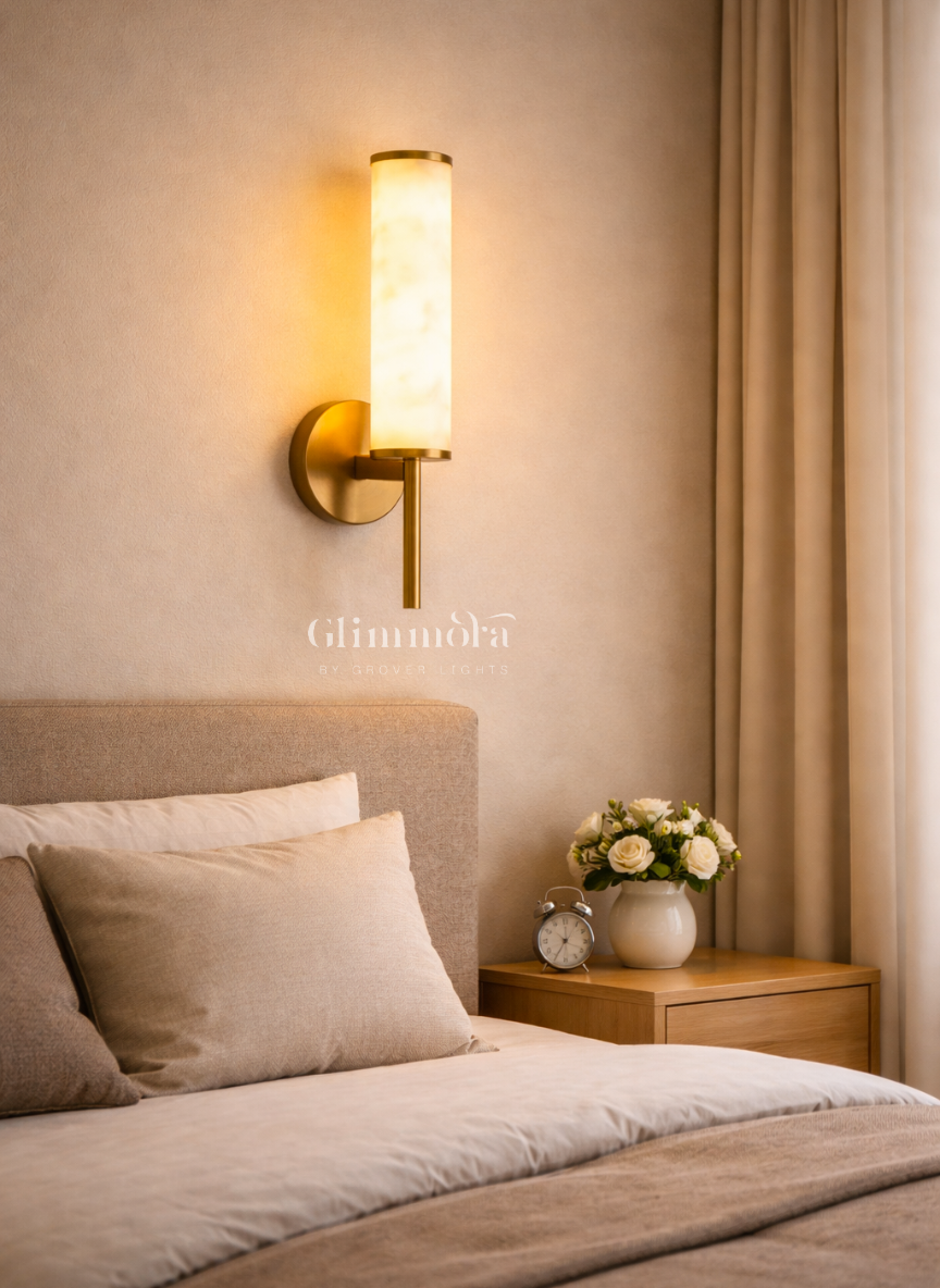 Aurora Frosted Marble-Glow LED Wall Sconce in Antique Brass Finish