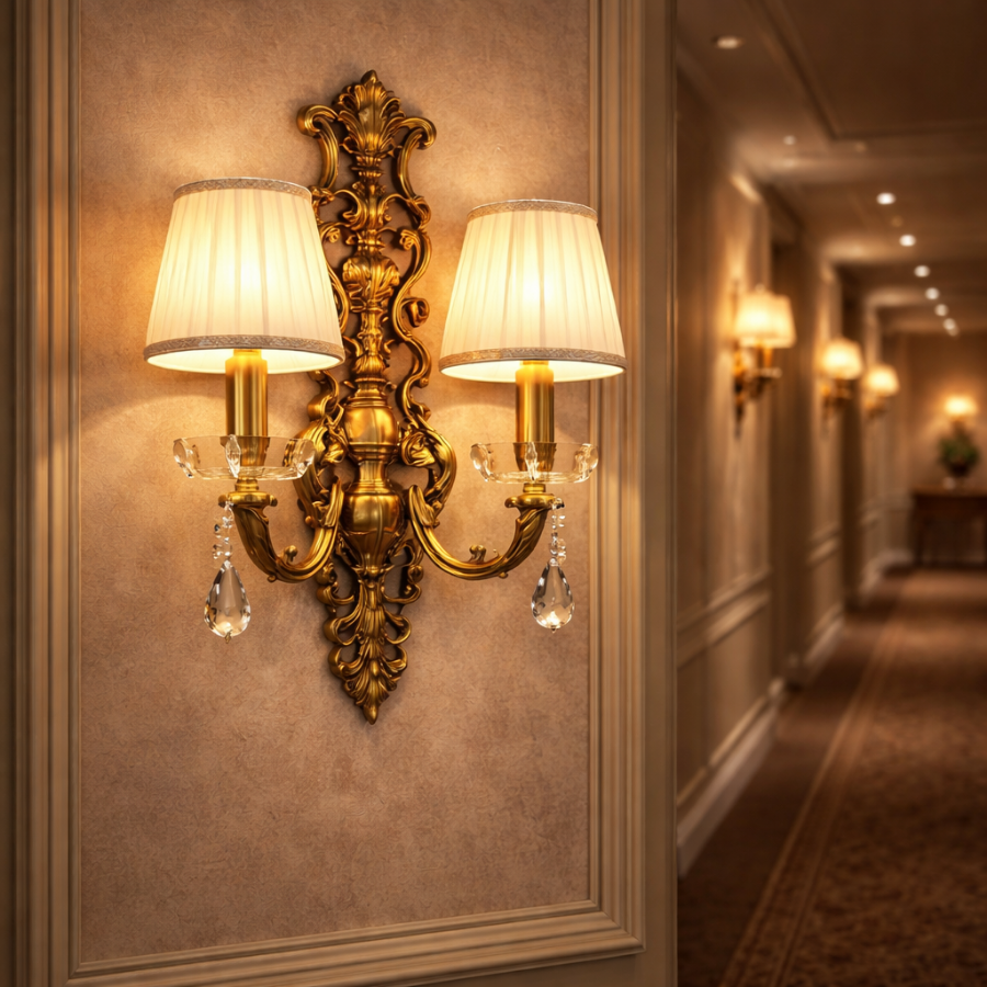 Royal Antique Gold Crystal Wall Sconce