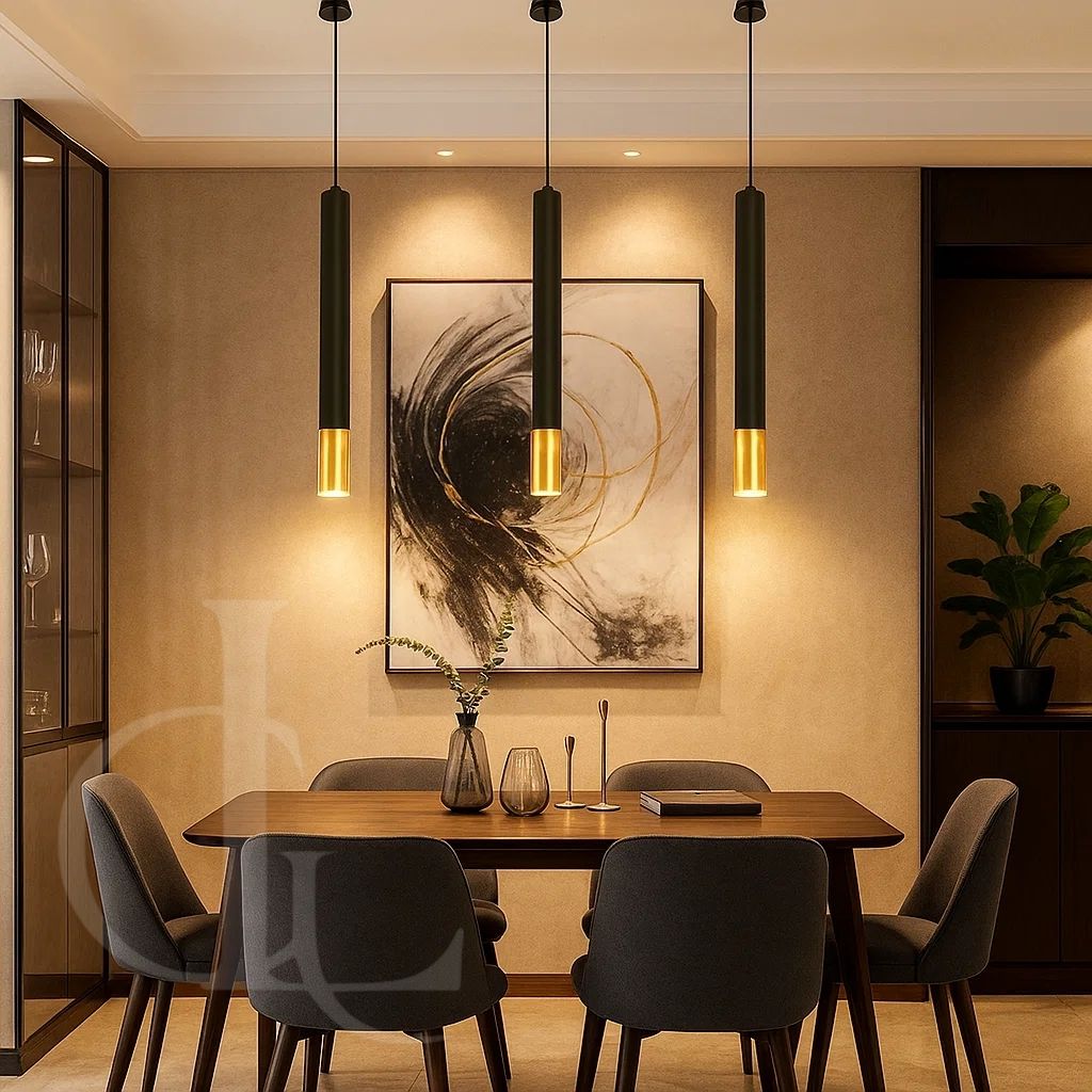 Modern Led Long Black Gold Pendant