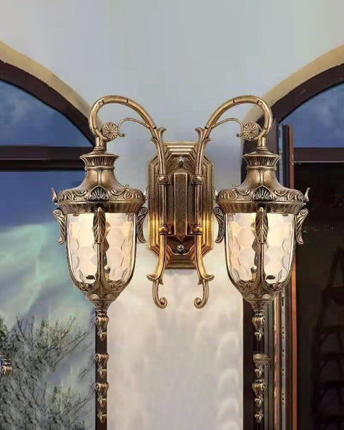 Regal Twin Lantern Outdoor Wall Light - Gold