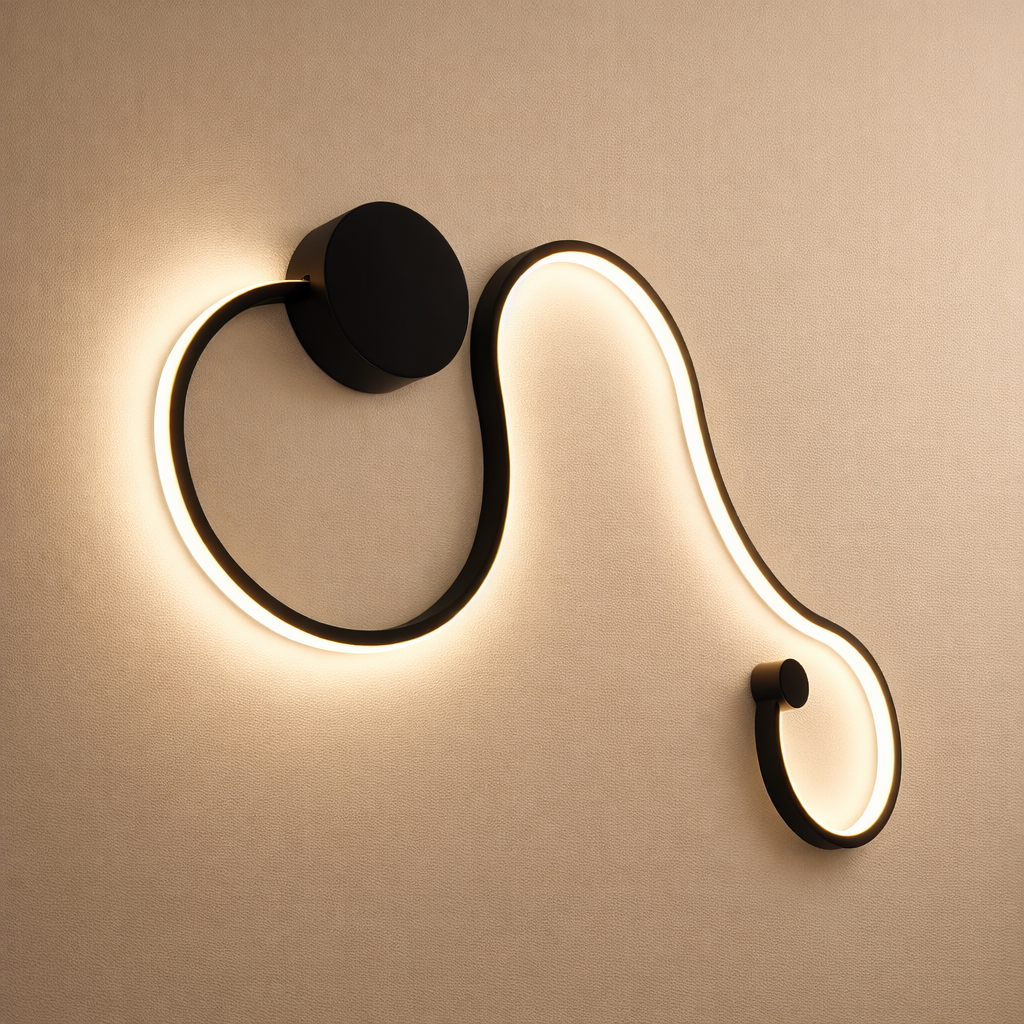 LED Wall Lamp in Aluminum Finish – Modern Snake-Style Wall Sconce (Warm White)