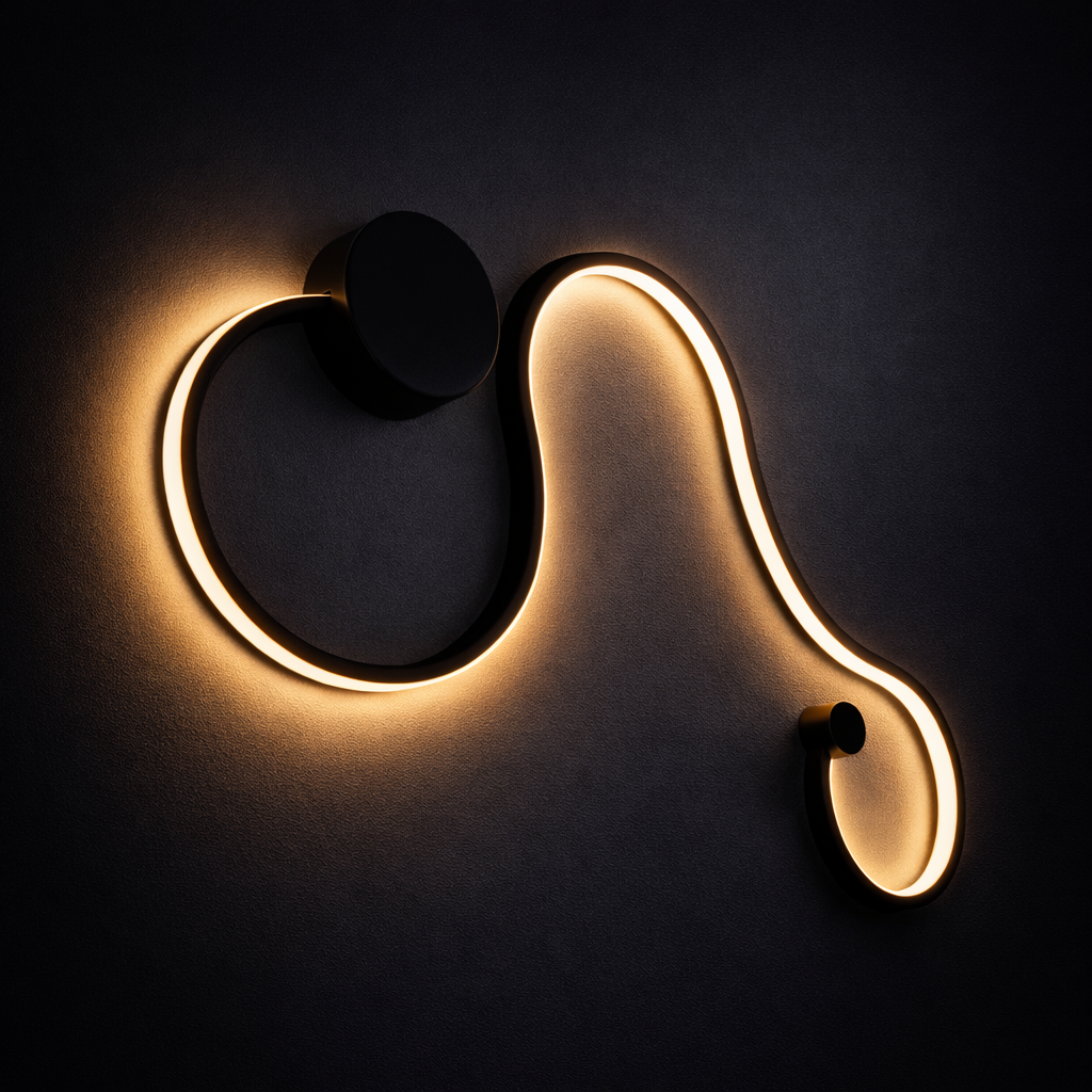 LED Wall Lamp in Aluminum Finish – Modern Snake-Style Wall Sconce (Warm White)