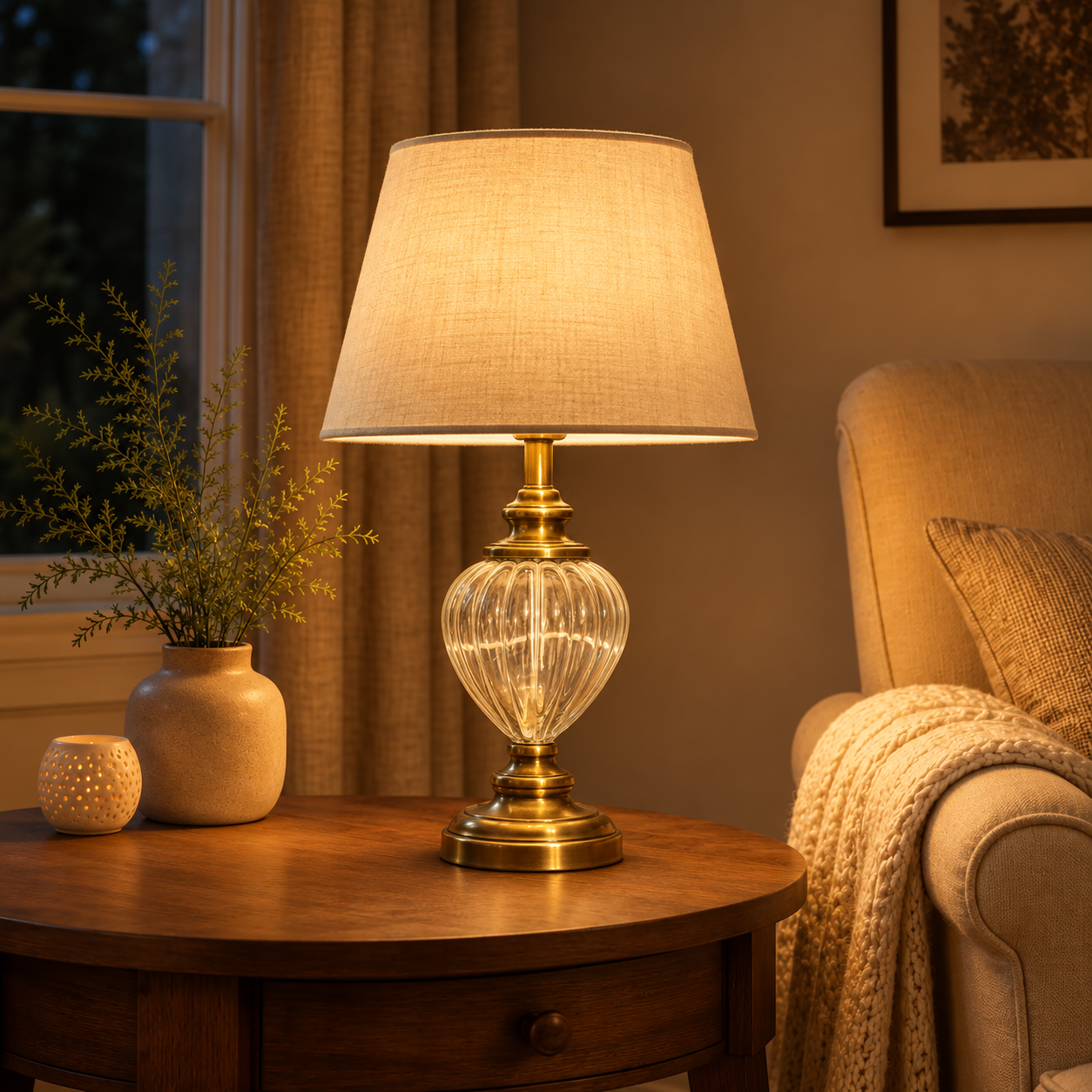 The Aurelia Brass & Glass Table Lamp