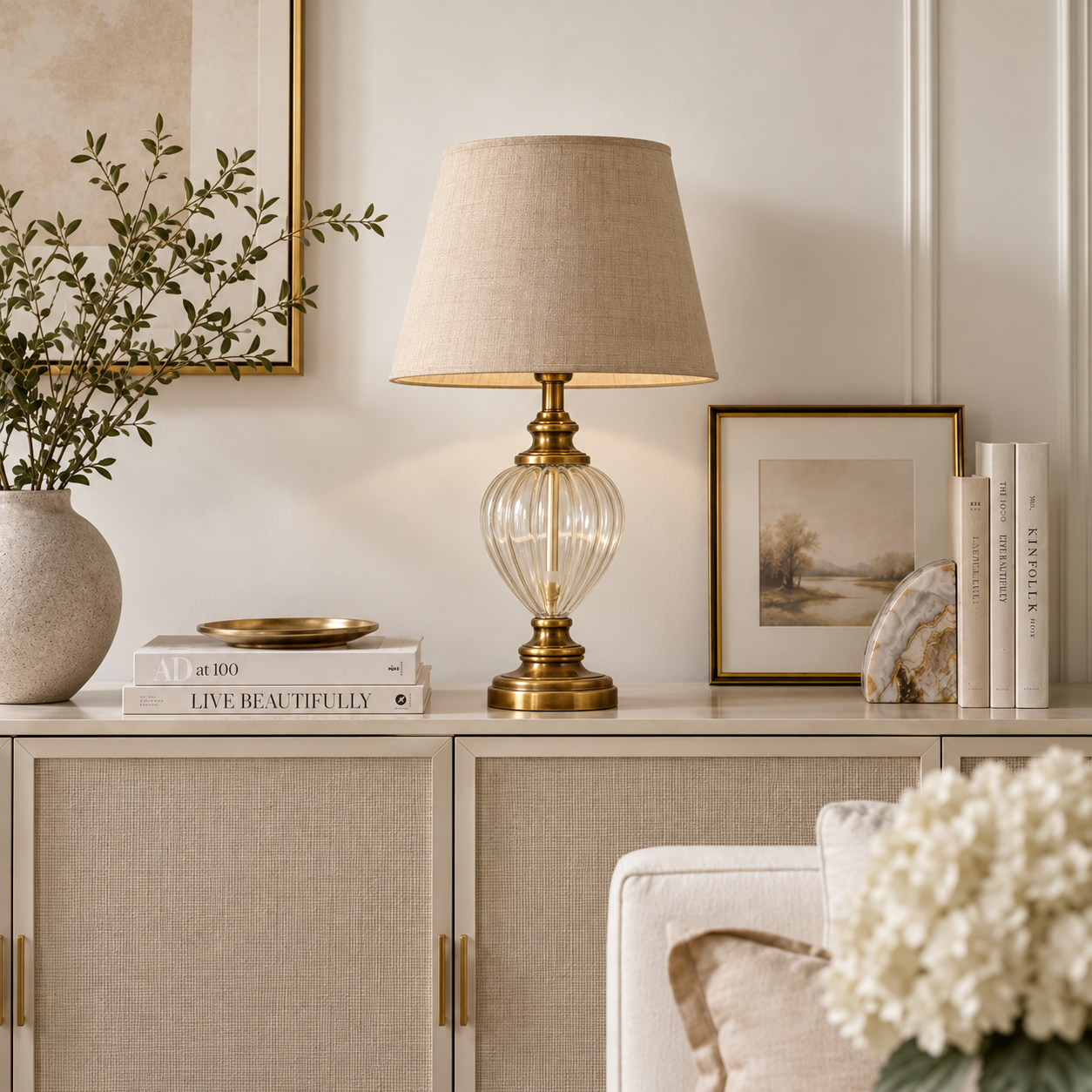 The Aurelia Brass & Glass Table Lamp
