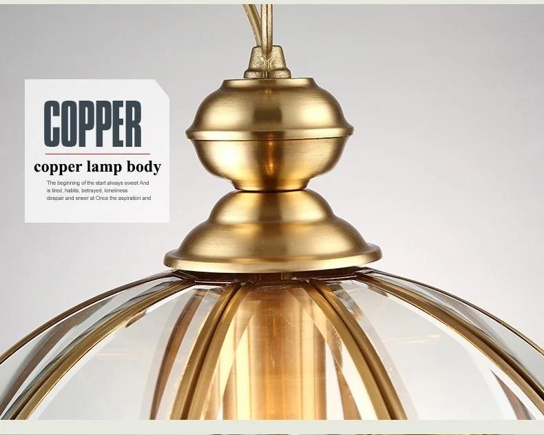 Single-Head Brass Finish Glass Hanging Light