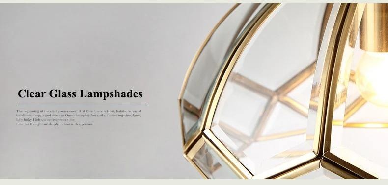 Single-Head Brass Finish Glass Hanging Light