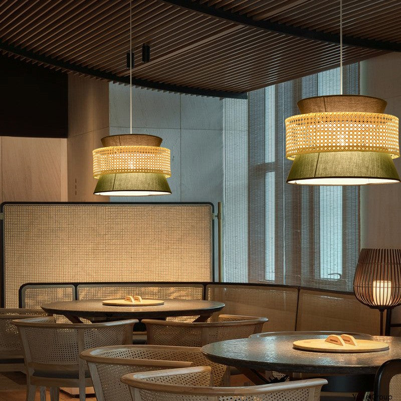 Fabric Rattan Bamboo Pendant Light