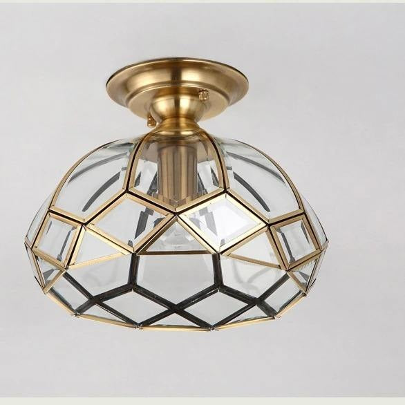 Single-Head Brass Finish Glass Hanging Light