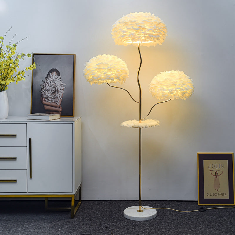 Modern Simple Feather Floor Light for Bedroom