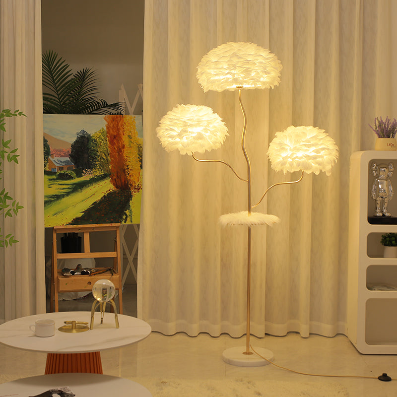 Modern Simple Feather Floor Light for Bedroom