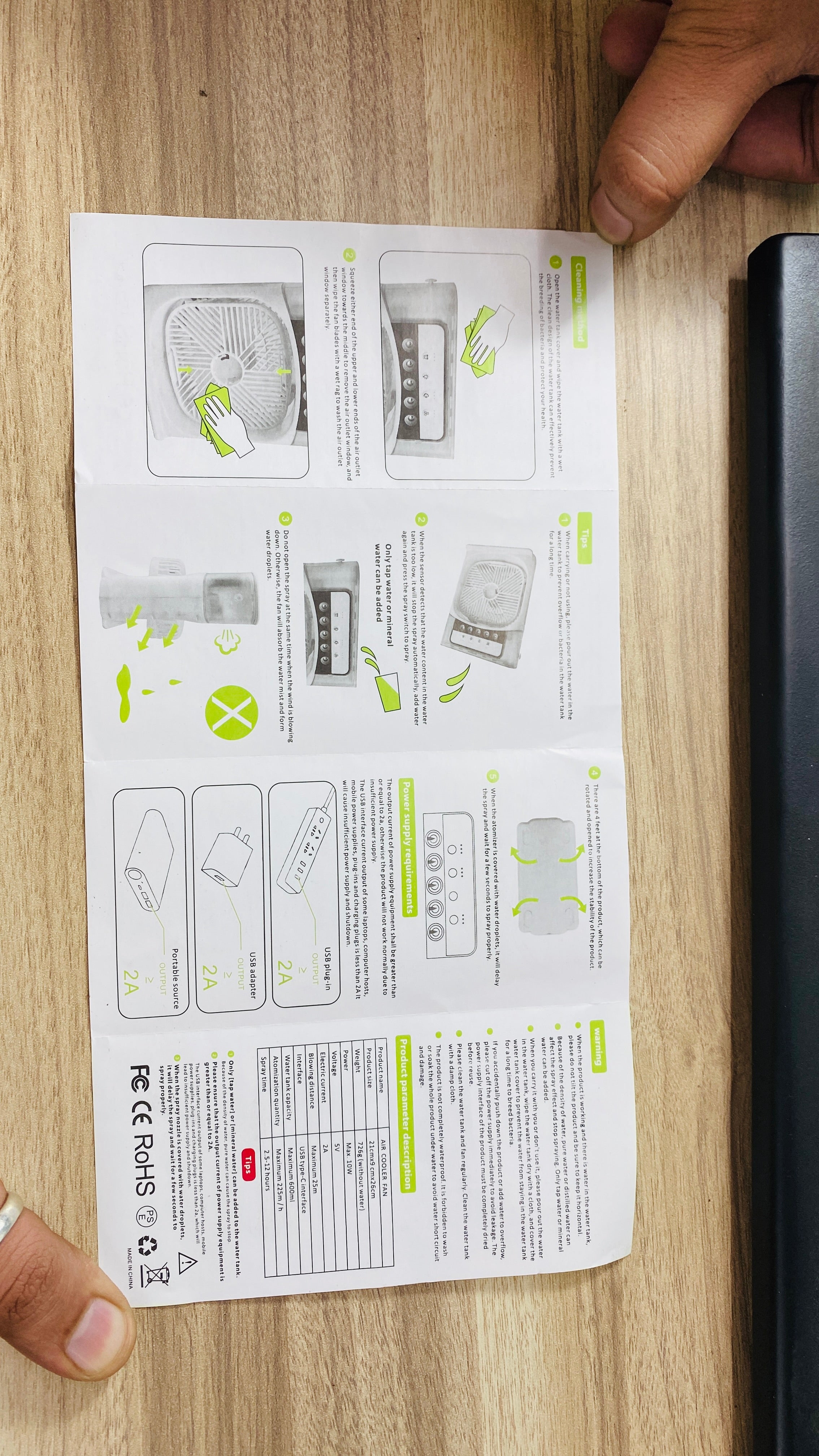 Mini Air Cooler, USB Desk Fan, Personal Evaporative Cooler