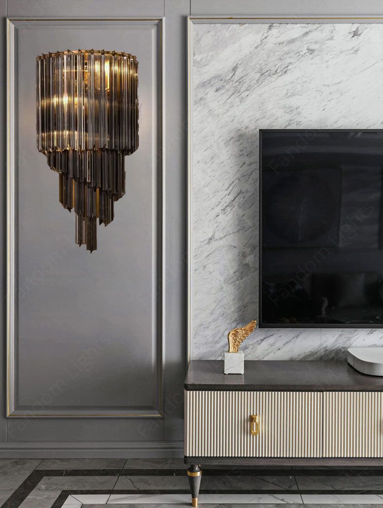 K9 Smoke Crystal Metal Wall Lamp