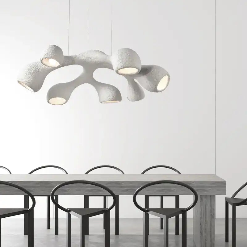 Modern Handcrafted 7-Light Sculptural LED Chandelier in Textured White Finish
