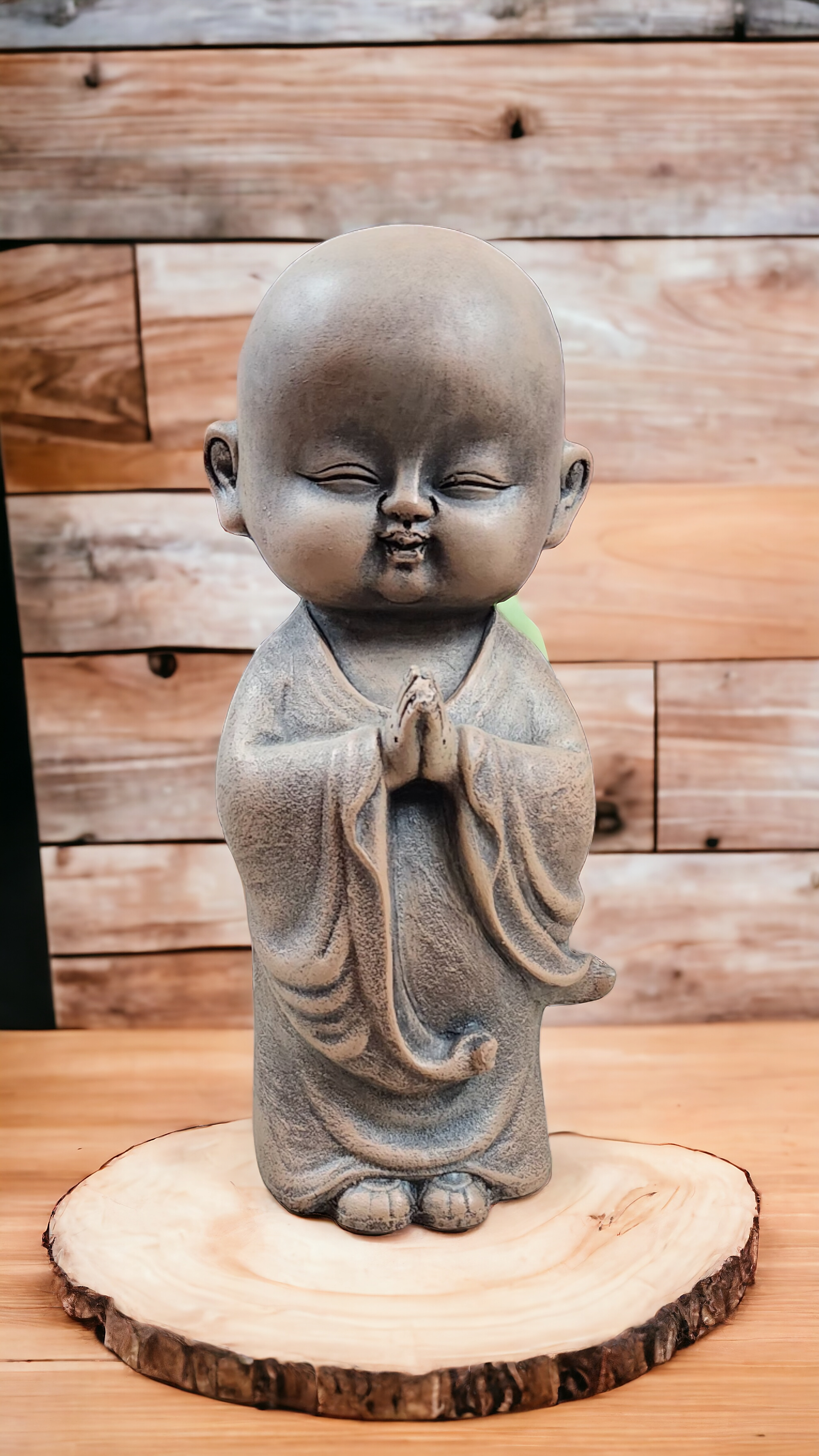 Namaste Buddha Monk: Smiling (Antique Brown) Blessing Sculpture