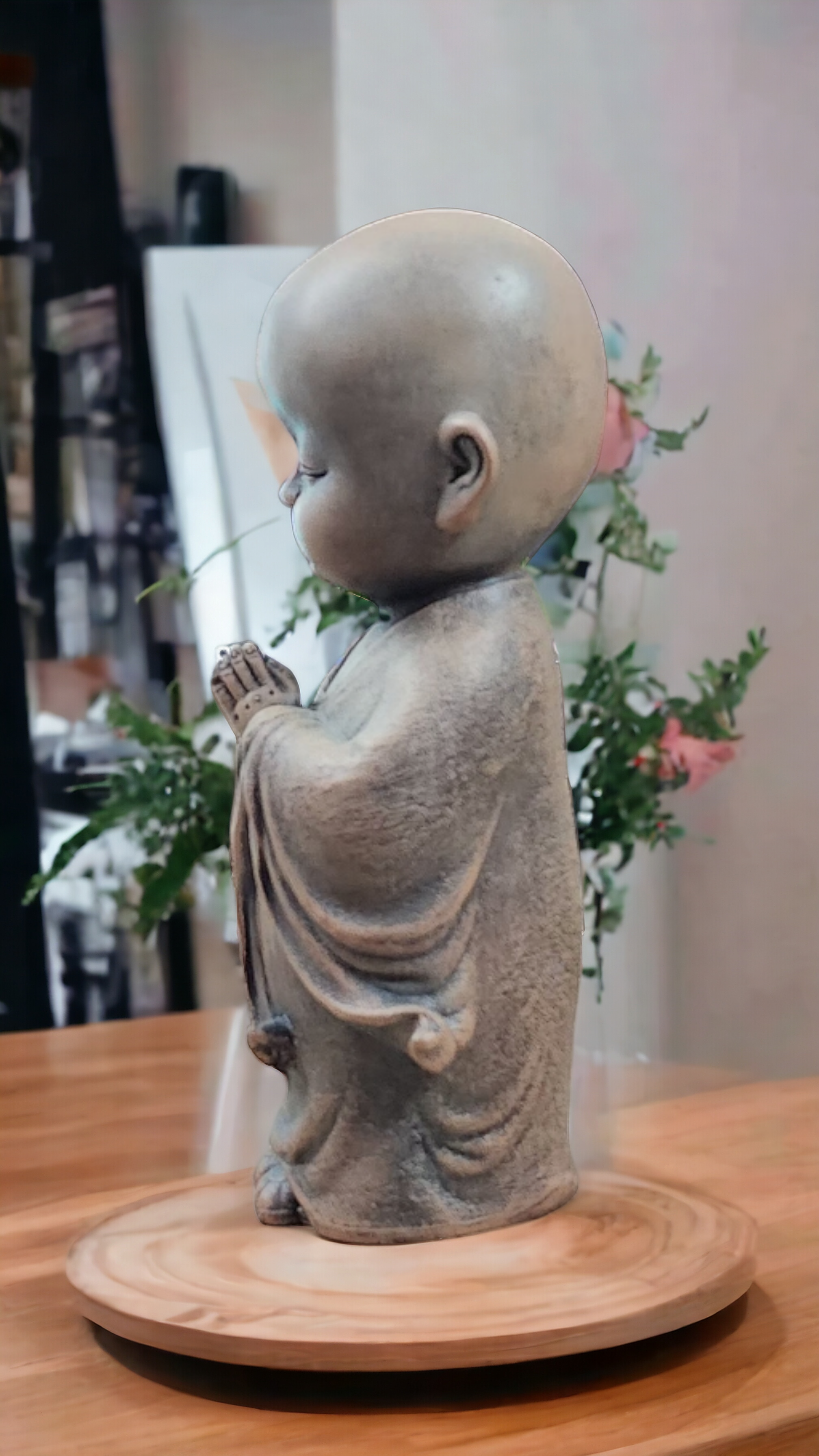 Namaste Buddha Monk: Smiling (Antique Brown) Blessing Sculpture