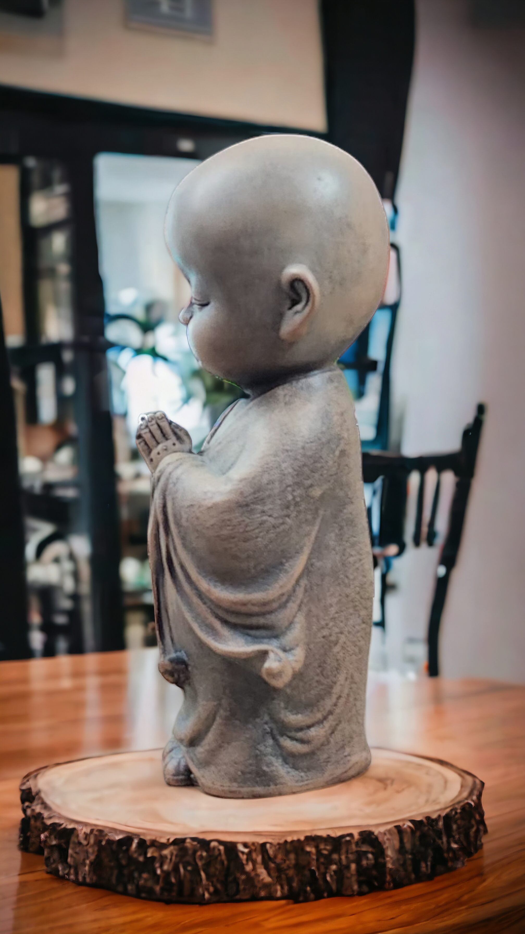 Namaste Buddha Monk: Smiling (Antique Brown) Blessing Sculpture