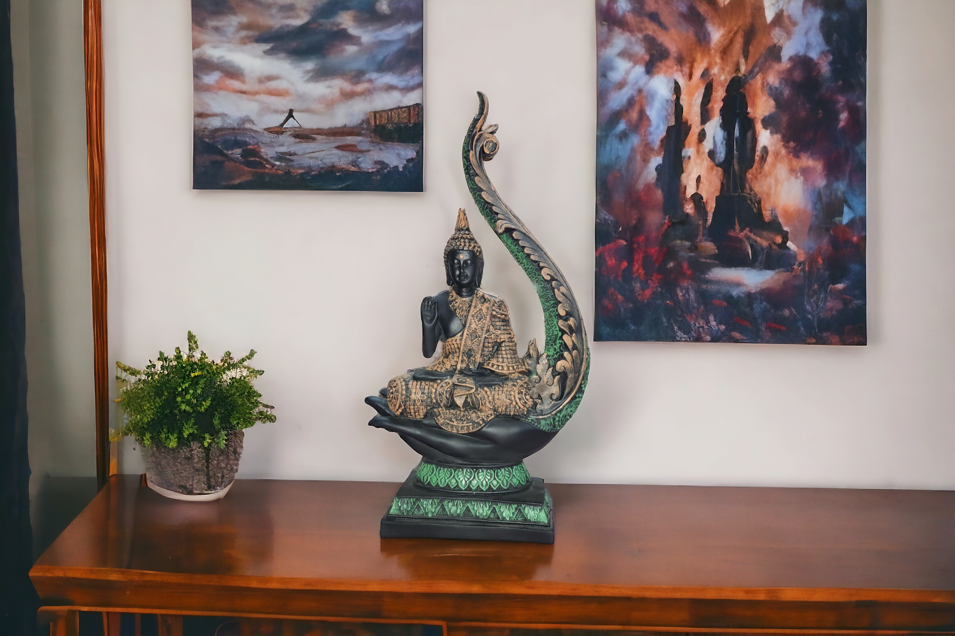 Divine Guardian: Ancient Buddha Sculpture