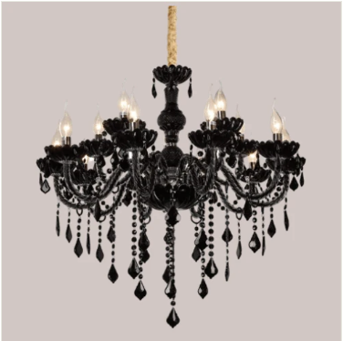 Brilliant Heart in Black: Diamond Crystal Chandelier