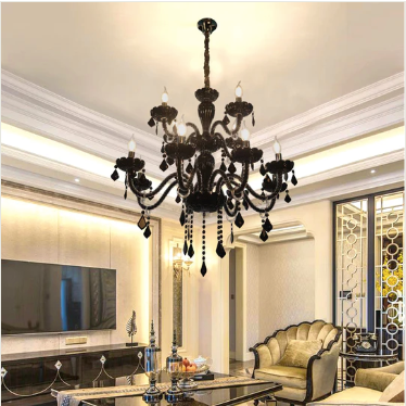 Brilliant Heart in Black: Diamond Crystal Chandelier