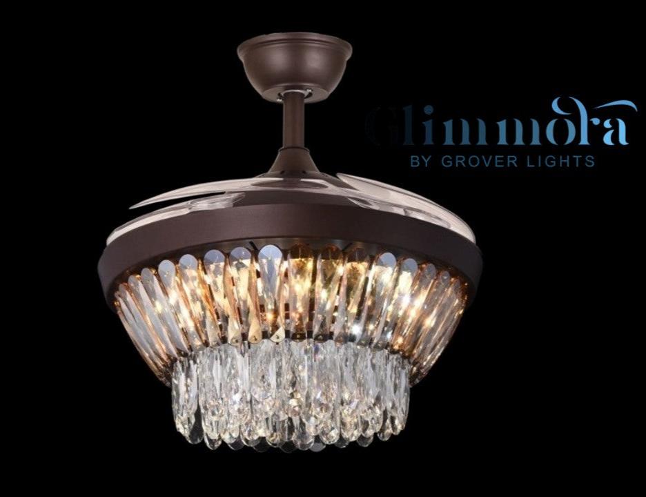 Whispers of Luxury (42 Inches Span, Brown Finish Metal Body, Transparent ABS Blades)