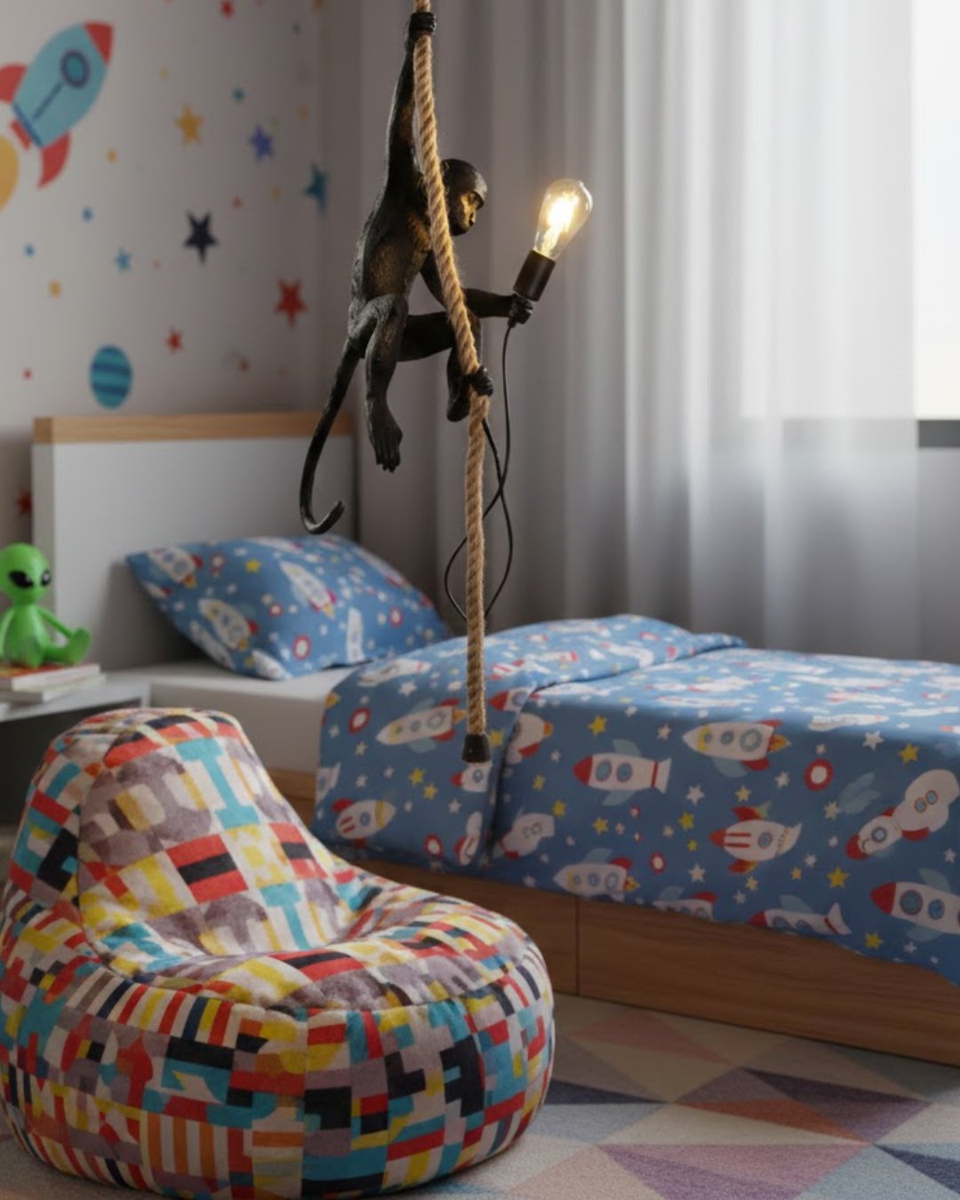 Black Monkey Hanging Light