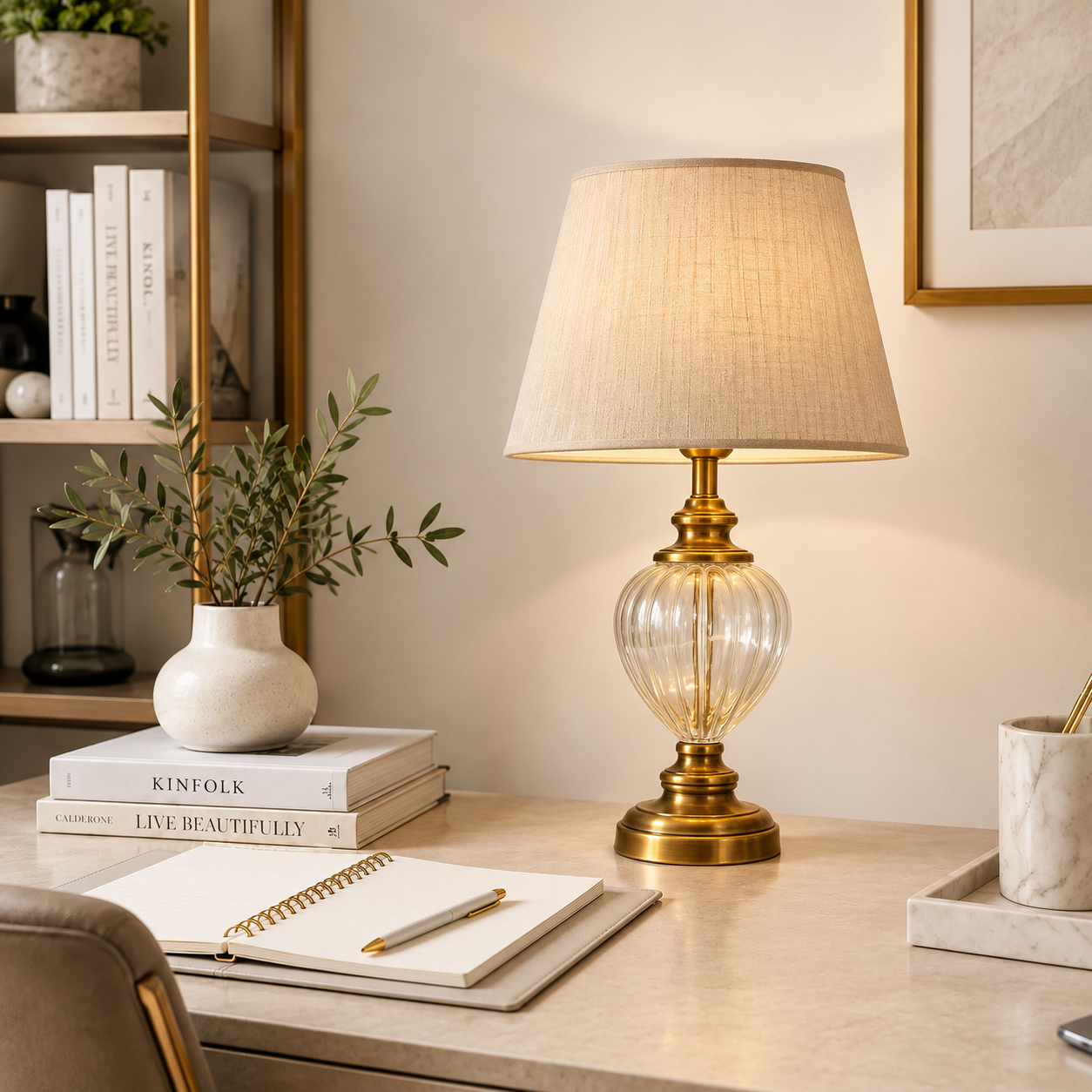 The Aurelia Brass & Glass Table Lamp