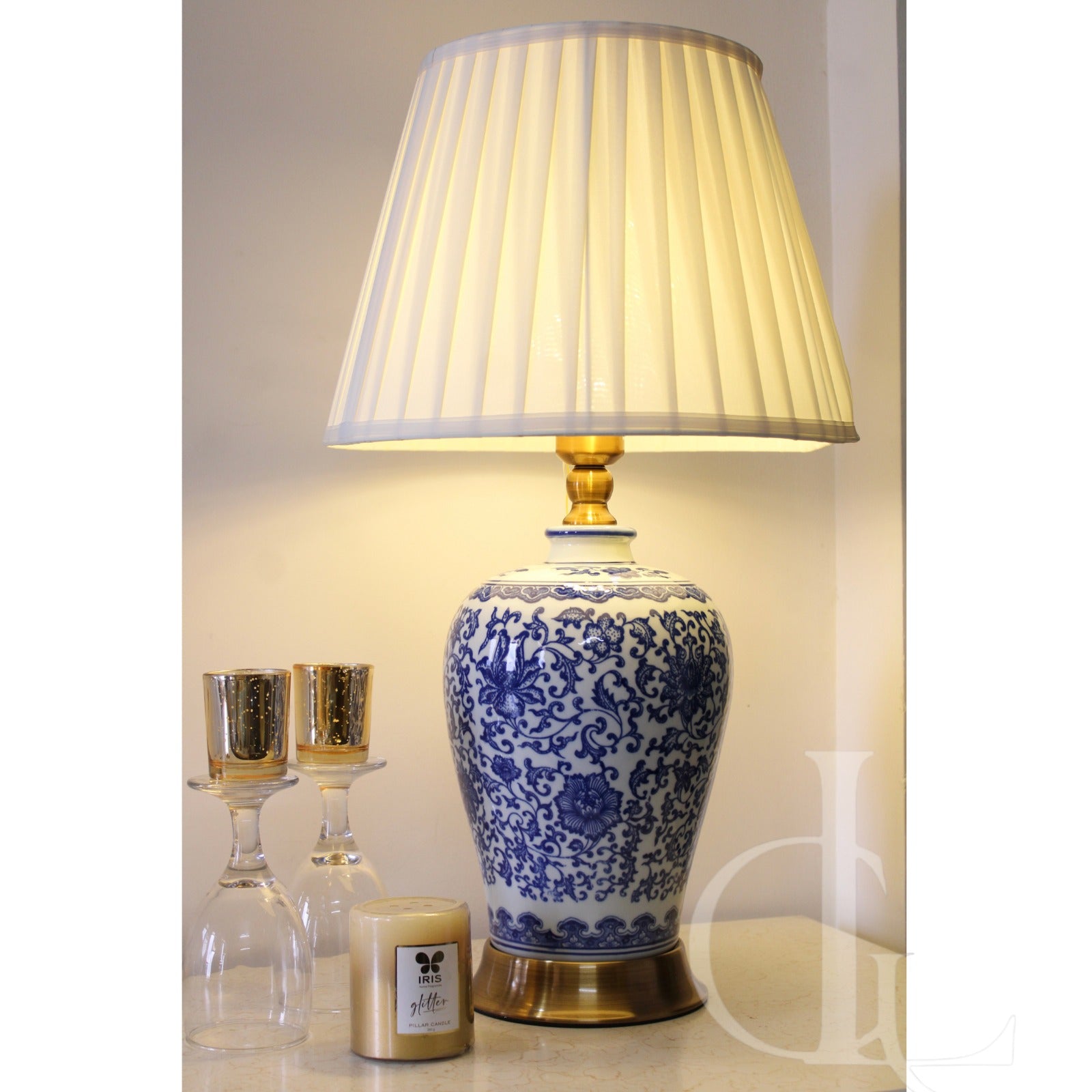 Blue and White Ceramic Table Lamp