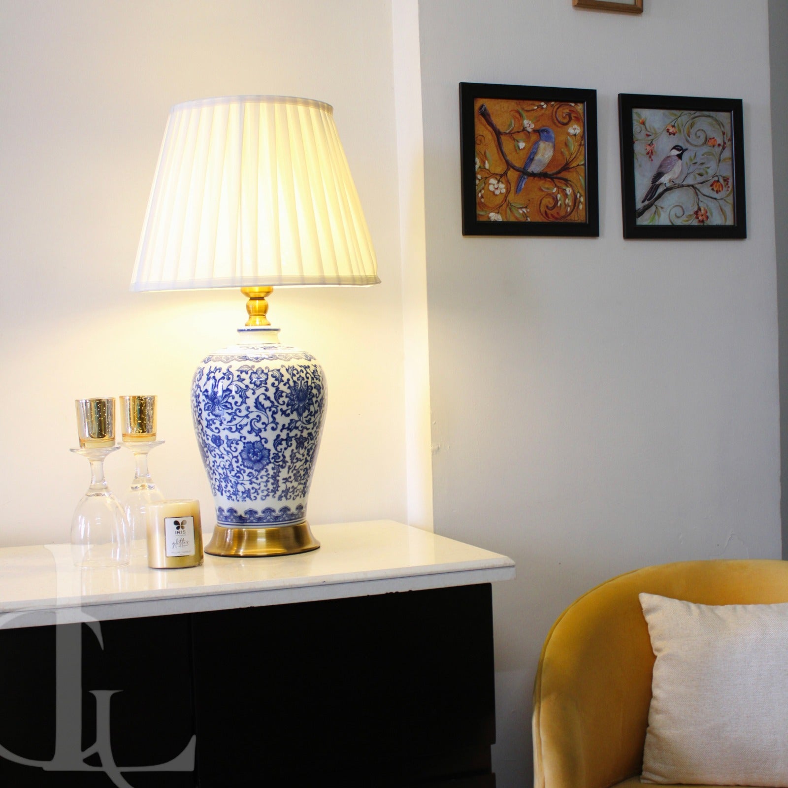 Blue and White Ceramic Table Lamp