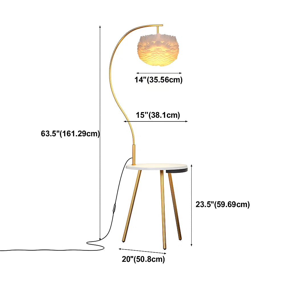 Blissful Moment (Feather, Gold) Floor Lamp